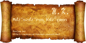 Mészáros Kármen névjegykártya